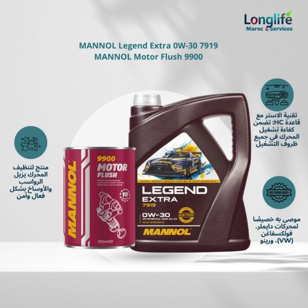 Pack Performance MANNOL Energy : Extra 0W-30 7919 & MANNOL Motor Flush 9900