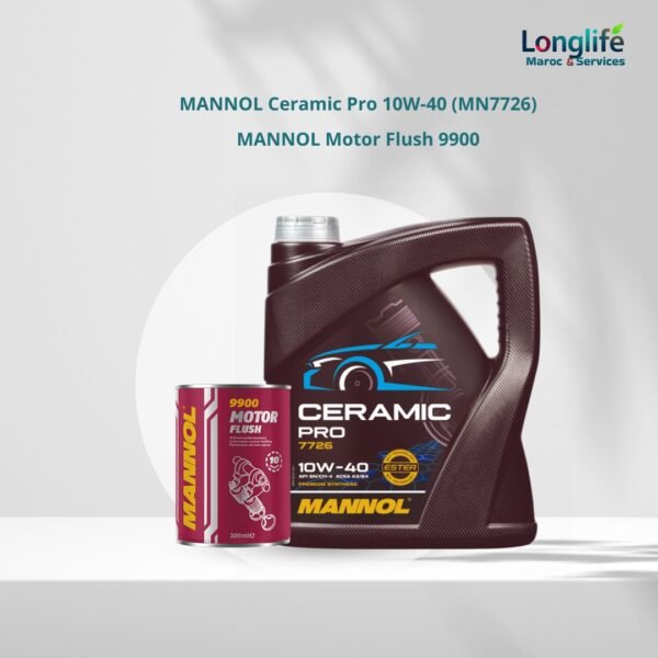 Pack Premium Entretien Moteur MANNOL Motor Flush 9900 + MANNOL Ceramic Pro 10W-40 (MN7726)